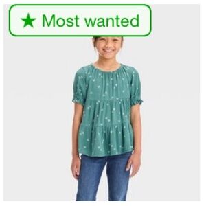 Cat & Jack Short Sleeve Ruffle Tiered Woven Top 4/5